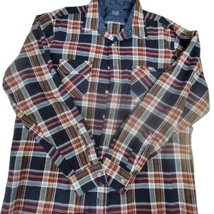 Vintage Sears Mens Flannel Shirt L X-Tall Plaid Long‎ Sleeve